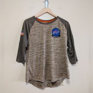 Nike Buffalo Bills Dri-Fit Raglan Tee Army Green 3/4 Sleeve Size M